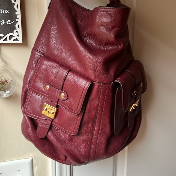 Ralph Lauren leather maroon berry burgundy large hobo bag purse Governors Lodge - Picture 9 of 17